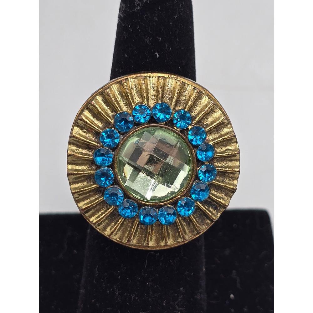Unbranded Cocktail Ring Women Size 8.5 Gold Blue Green Good Sunburst‎ Statement